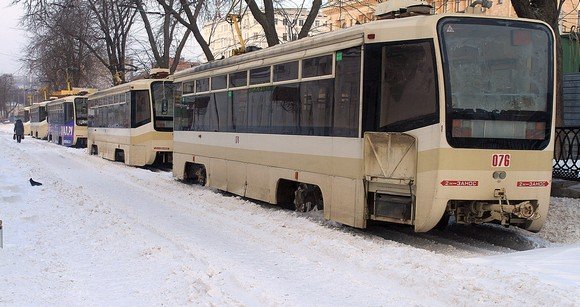 Ростовский трамвай зимой.